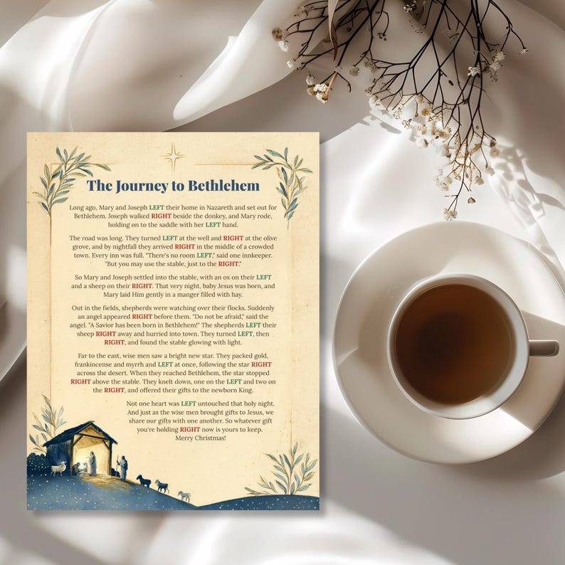 Nativity left right game, The Journey to Bethlehem Christian Christmas story for church groups and families