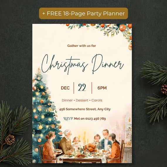 Editable Christmas Dinner Invitation
