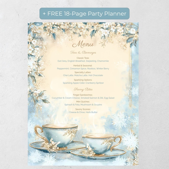 Snowflake Winter Tea Party Menu