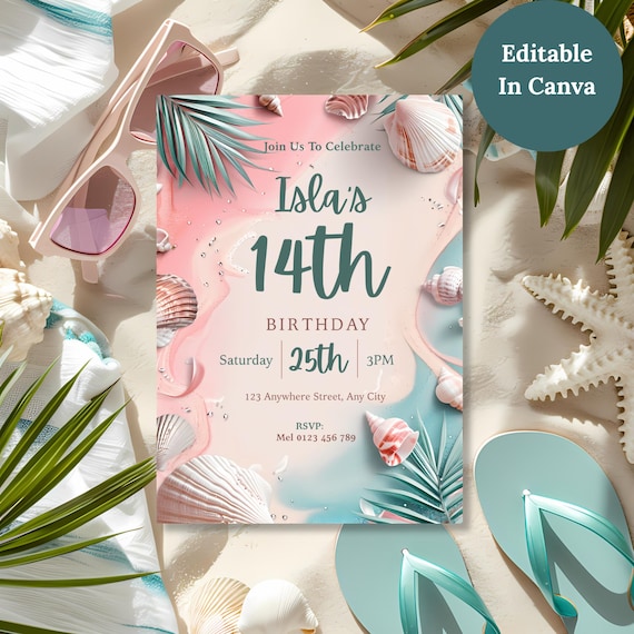 Teen Girl Coastal Birthday Invitation