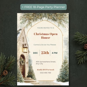 Christmas Open House invitation with clear time window and RSVP details