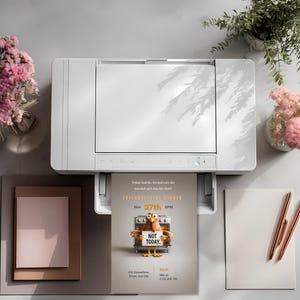 Funny Thanksgiving party invitation printing at home on a desktop printer, ready to send or display