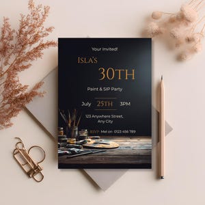 Painting Party Invitation Template Editable Canva Art Studio Birthday Invite Wine and Paint Event Invitation