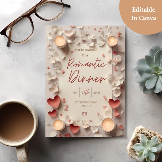 Romantic Valentine's Dinner Invitation