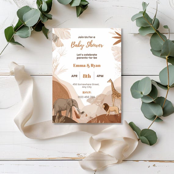 Boho Safari Baby Shower Invitation