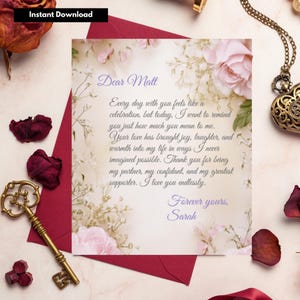 Valentine love letter | romantic love letters | valentines day love letter | 5 x 7 inch editable template | love letter for valentines