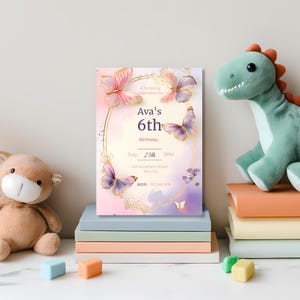 fairytale butterfly birthday invitation template pastel butterfly party invite girl birthday digital download