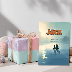 Ice hockey 2nd birthday thank you card.