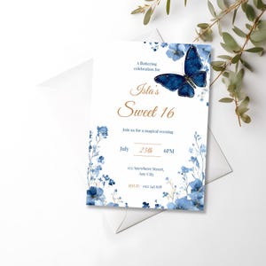 Instant download Sweet 16 invitation template, editable in Canva, high-resolution digital file for printing or sharing