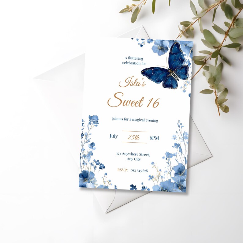 Instant download Sweet 16 invitation template, editable in Canva, high-resolution digital file for printing or sharing