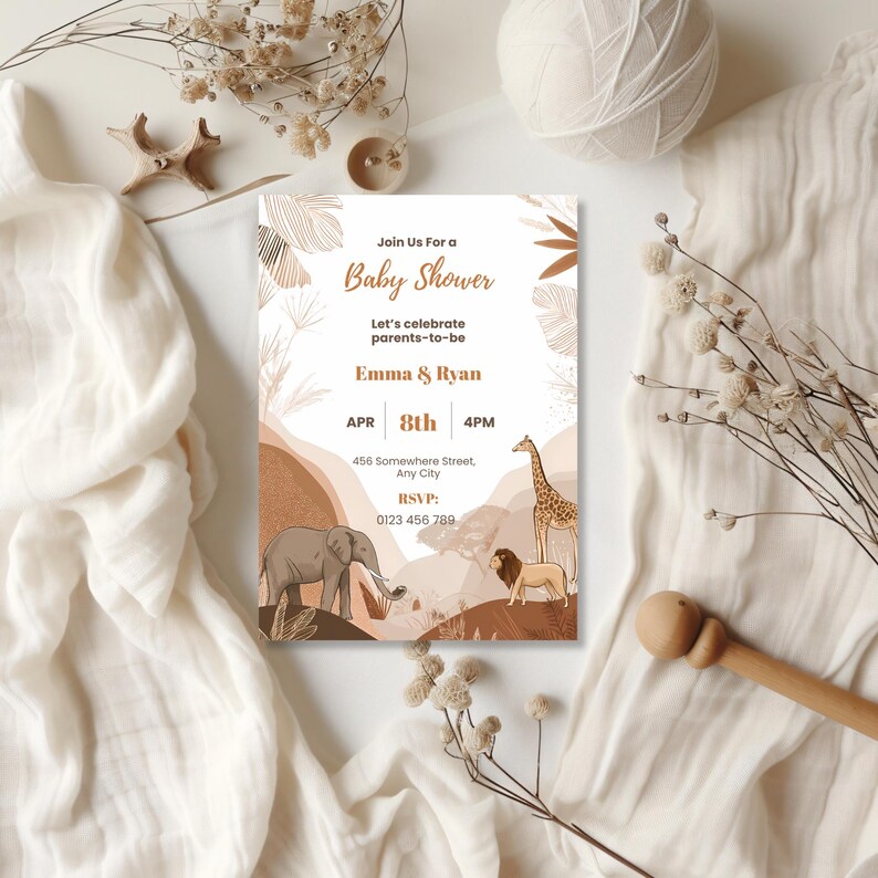 jungle baby shower invitation