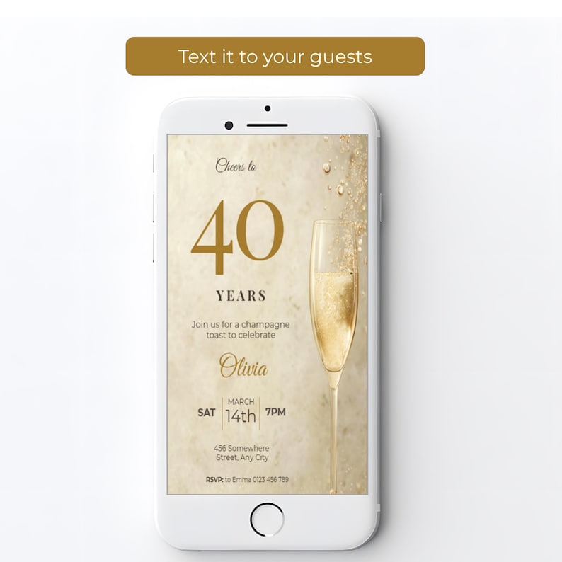 Cheers to 40 Years Champagne Birthday Invitation