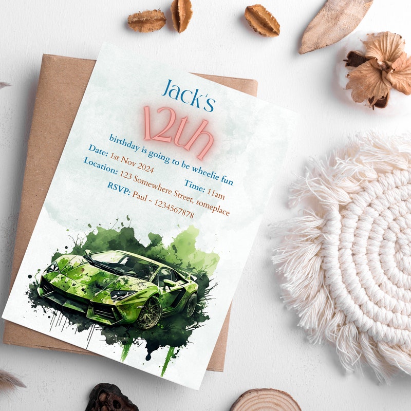 Lamborghini Birthday Invitation - Etsy