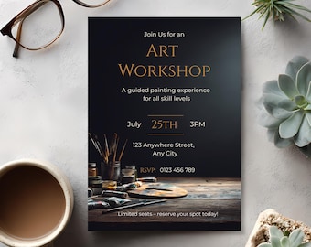 Art Workshop Invitation Template, Art Workshop Flyer Template, Art Workshop Brochure Template, Editable Canva Template, Digital Download