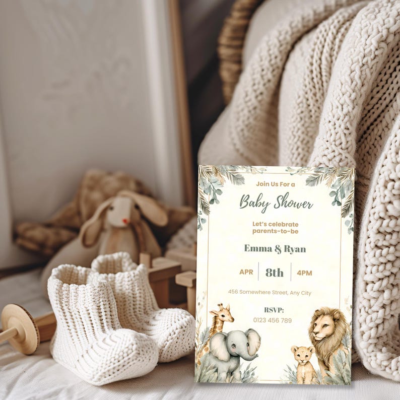 jungle baby shower invitation