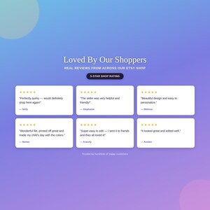 Etsy shop customer reviews and five star ratings for birthday invitation templates