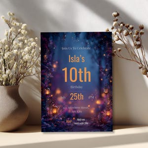 Printable editable 10th birthday party invitation mockup