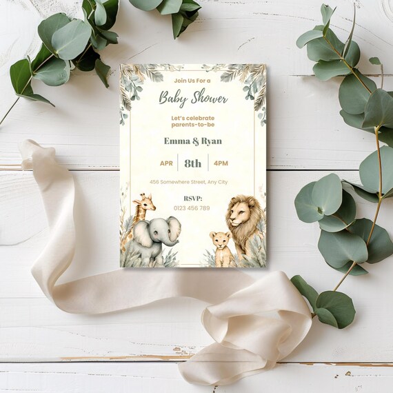 Earthy Safari Baby Shower Invitation