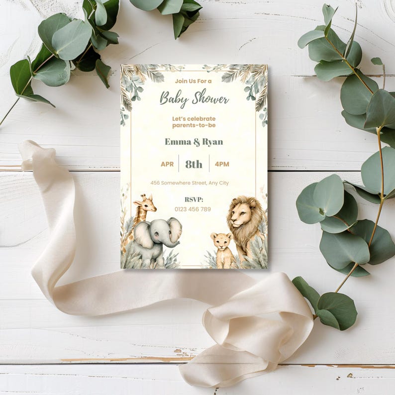 jungle baby shower invitation