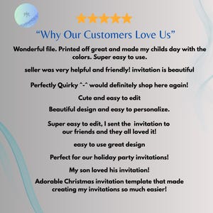 Customer review style graphic highlighting 5-star feedback for the puppy yoga birthday welcome sign Canva template and printable birthday party decor.