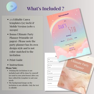 What's included: editable Canva invitation, mobile evite version, and free party planner