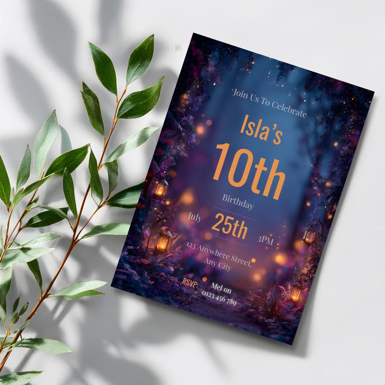 Kids 10th birthday party invitation digital download