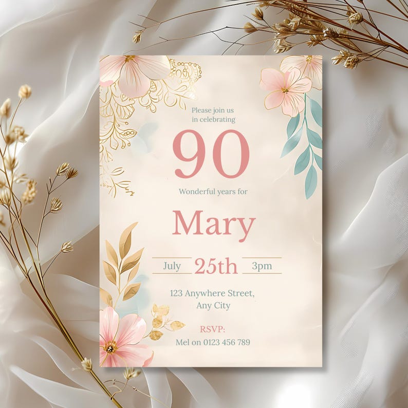 90th Birthday Invitation