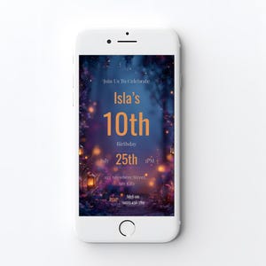 Editable Canva birthday invite with fantasy forest design