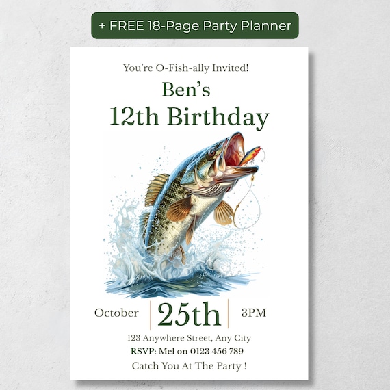 Bass Fishing Birthday Invitation