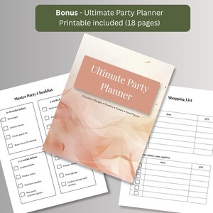 Bonus Ultimate Party Planner printable, 18 pages including checklist, budget tracker and shopping list