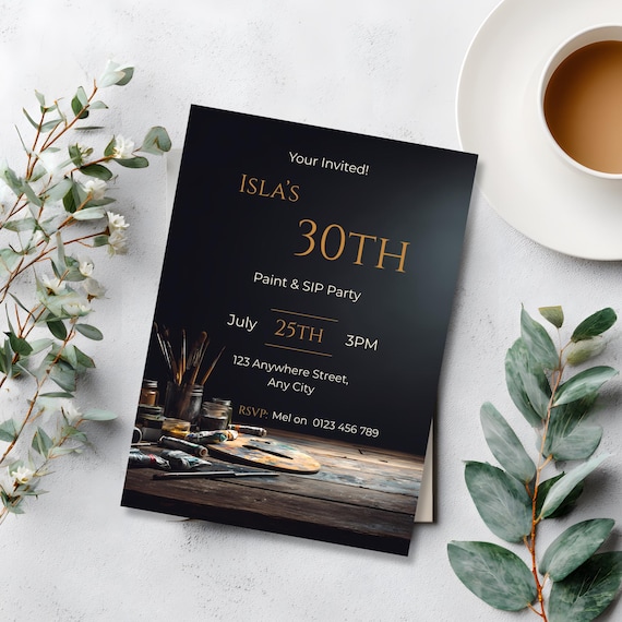 Moody Paint and Sip Birthday Invitation