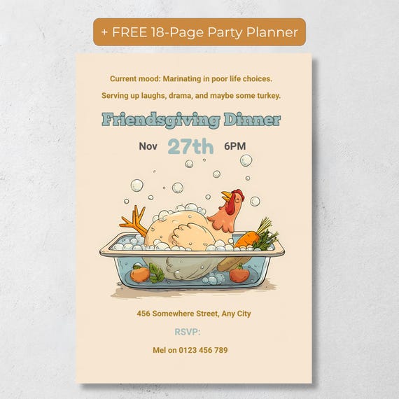 Marinating Turkey Friendsgiving Invitation