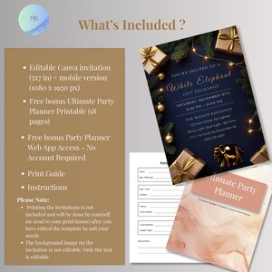 What's included: editable 5x7 Canva invitation, 1080x1920 mobile version, free 18-page Ultimate Party Planner printable, free party planner web app, print guide and instructions