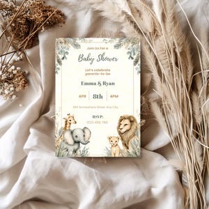 jungle baby shower invitation