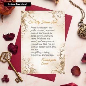 Cartas de amor románticas: plantilla de carta de amor para el día de San Valentín, perfecta para expresar su afecto, regalo ideal para amantes, 5 x 7 pulgadas
