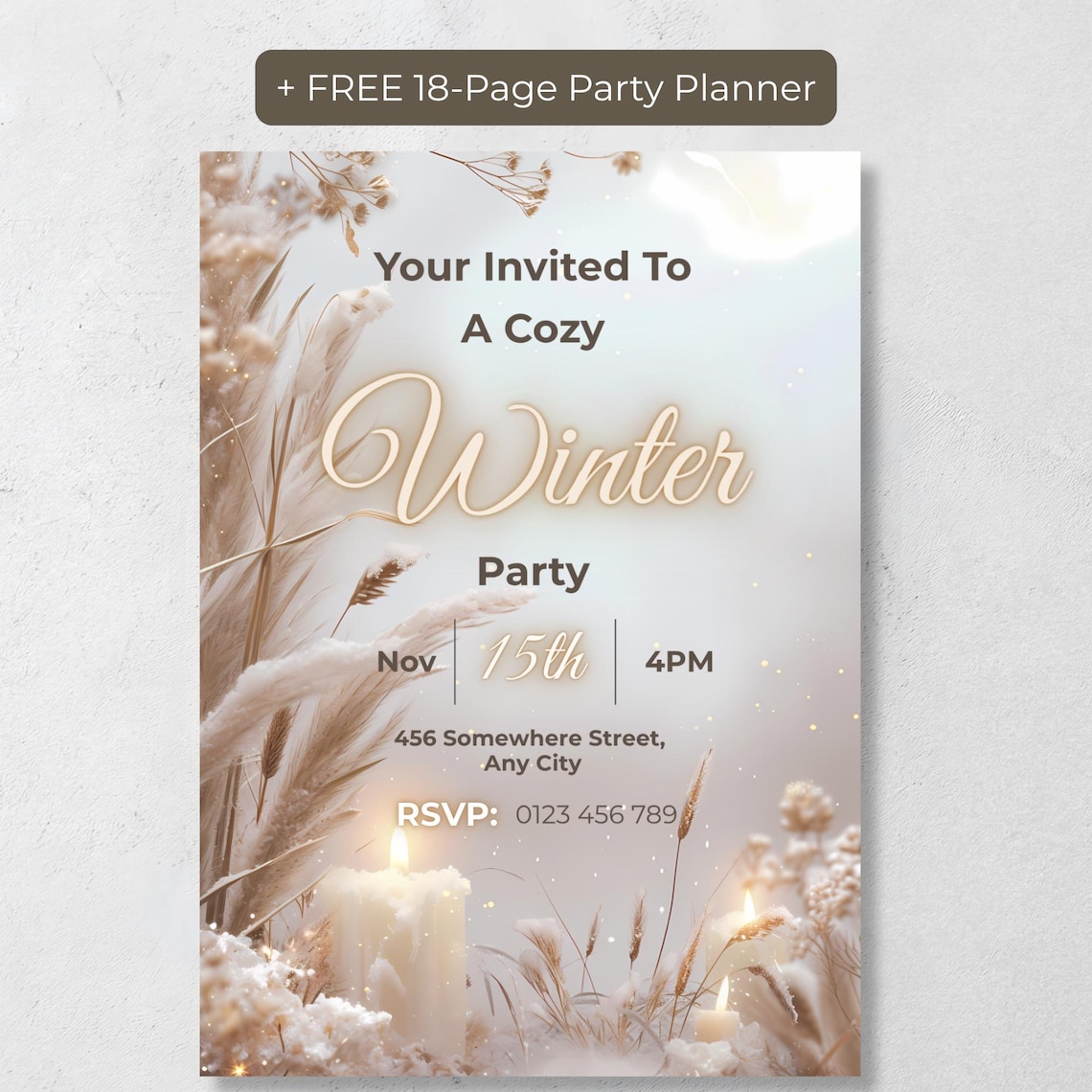 Neutral Boho Winter Invitation