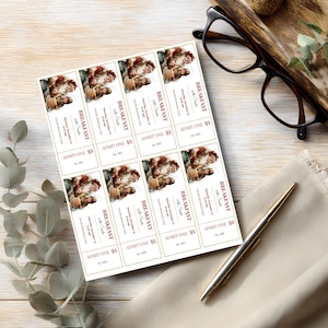 Printable Breakfast with Santa admission tickets, 8 per page with numbered tear-off stubs and editable price