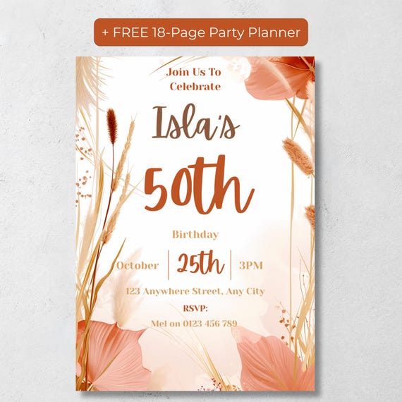 Boho Terracotta Birthday Invitation