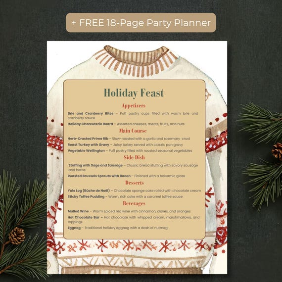 Ugly Sweater Christmas Party Menu