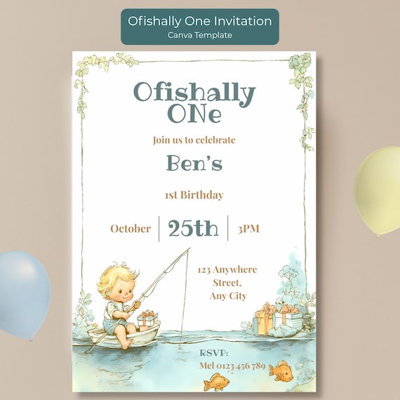 Ofishally One Watercolor First Birthday Invitation