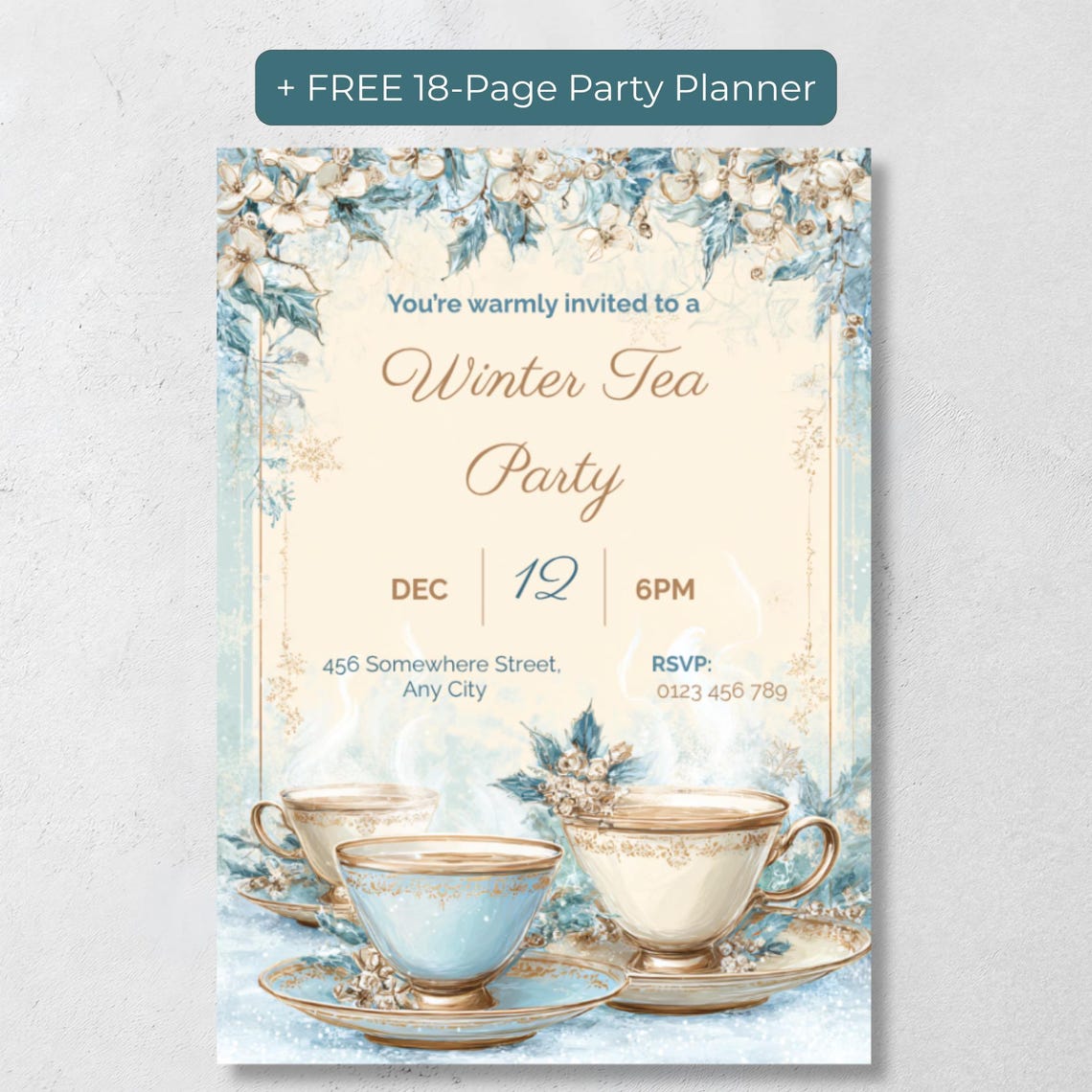 Elegant Winter Tea Party Invitation