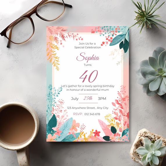 Spring Garden Birthday Invitation for Mom