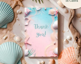 Coastal Teen Girl Favor Tags, Editable Beach Party Thank You Labels, Tropical Summer Pastel Gift Tags
