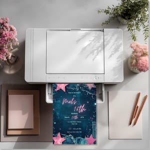 Printed Denim and Diamonds Sweet 16 birthday invitation, ready to use, DIY party invite