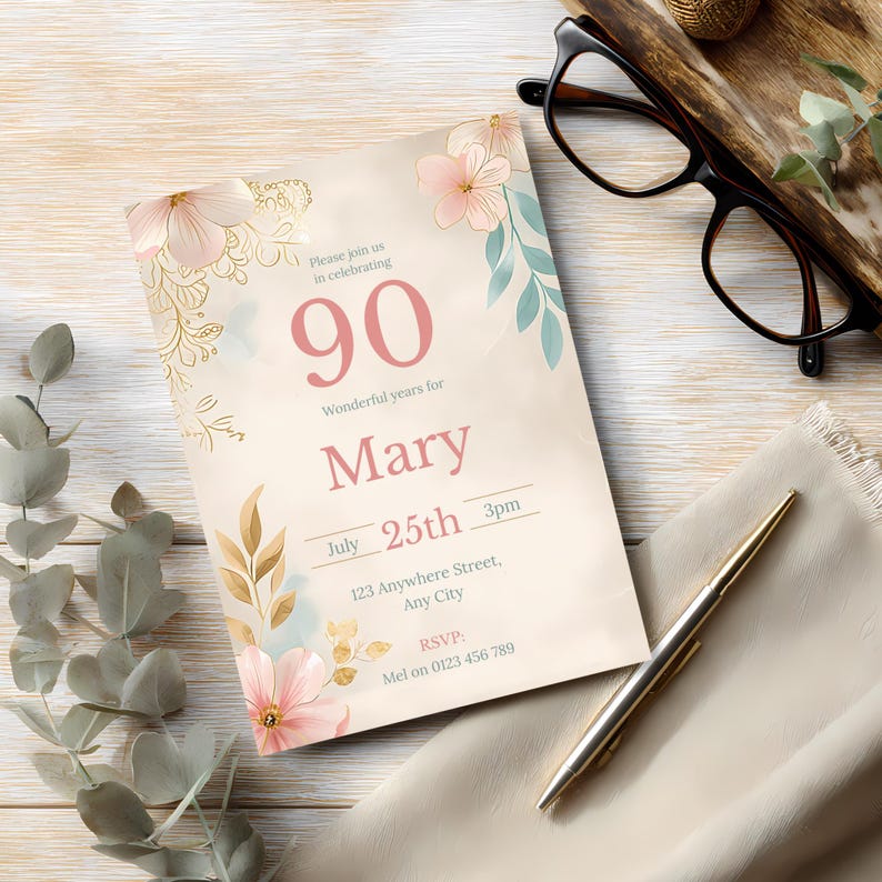 90th Birthday Invitation