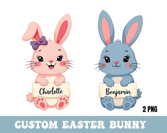 Personalized Kid Name Easter Bunny Png, Custom Boy Girl Easter Png, Split Monogram Sublimation name png, Bunny Name Png, Bunny Rabbit Png