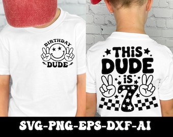 Den här killen är 7 Svg Png, 7-årsdagspojke Svg, Sjunde födelsedagströja Svg, Dude Födelsedag Svg, Groovy Boys Födelsedag Svg Png Cricut Cut-fil