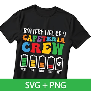 Battery Life Of Cafeteria Crew SVG PNG, Lunch Lady png, Cafeteria Crew Svg, Back To School png , Cafeteria Staff png Digital Download