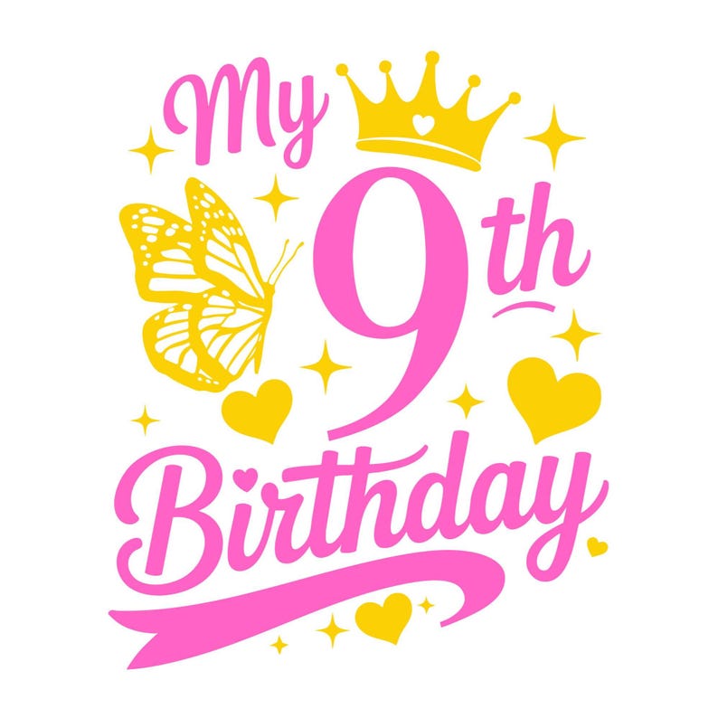 Girl 9th Birthday Svg Png, Its My Birthday Svg Png, Ninth Birthday ...