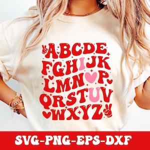 ABC Kocham Cię Svg Png, Walentynki SVG, Retro Walentynki Svg Png, Słodkie Walentynki Svg, Serce Miłości Svg, Sublimacja Walentynkowa